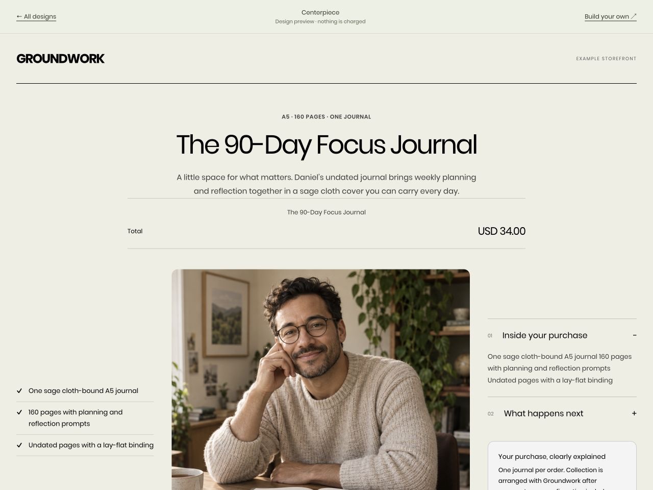 The 90-Day Focus Journal checkout by GROUNDWORK, US$34