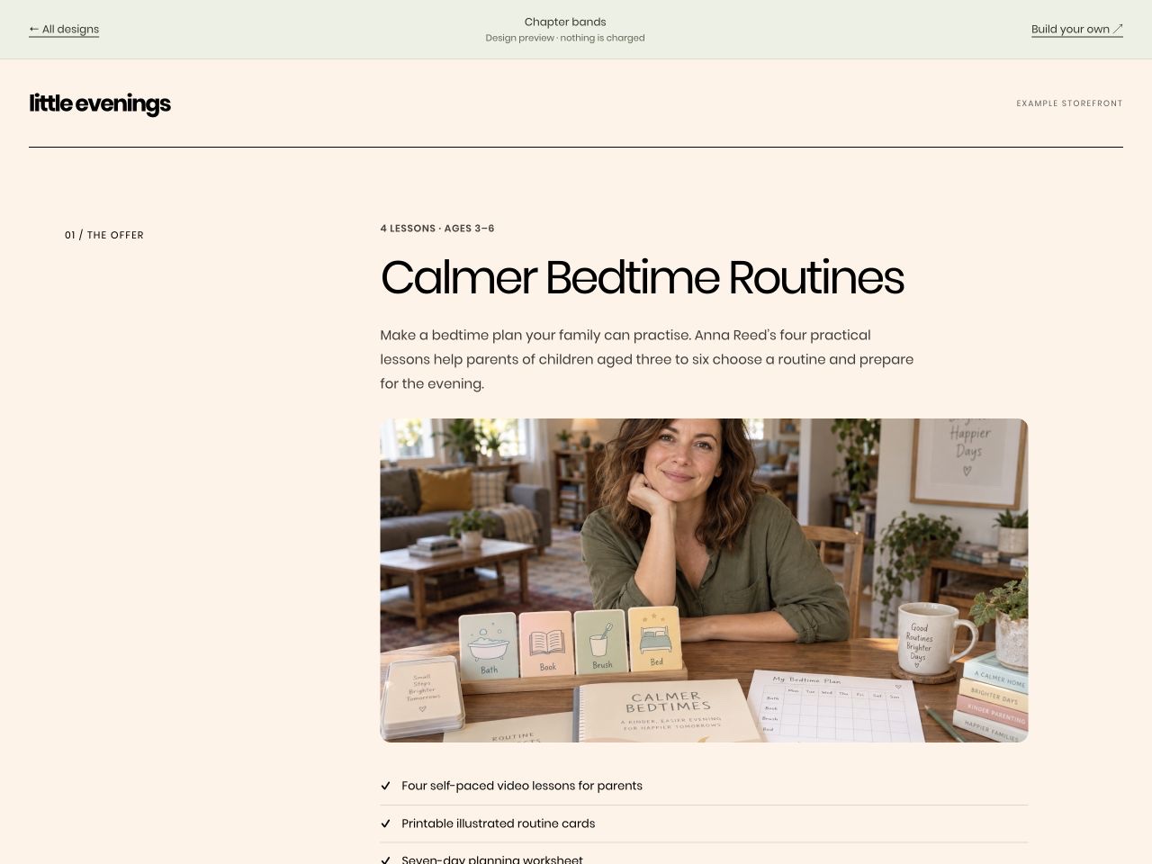 Calmer Bedtime Routines checkout by little evenings, US$59