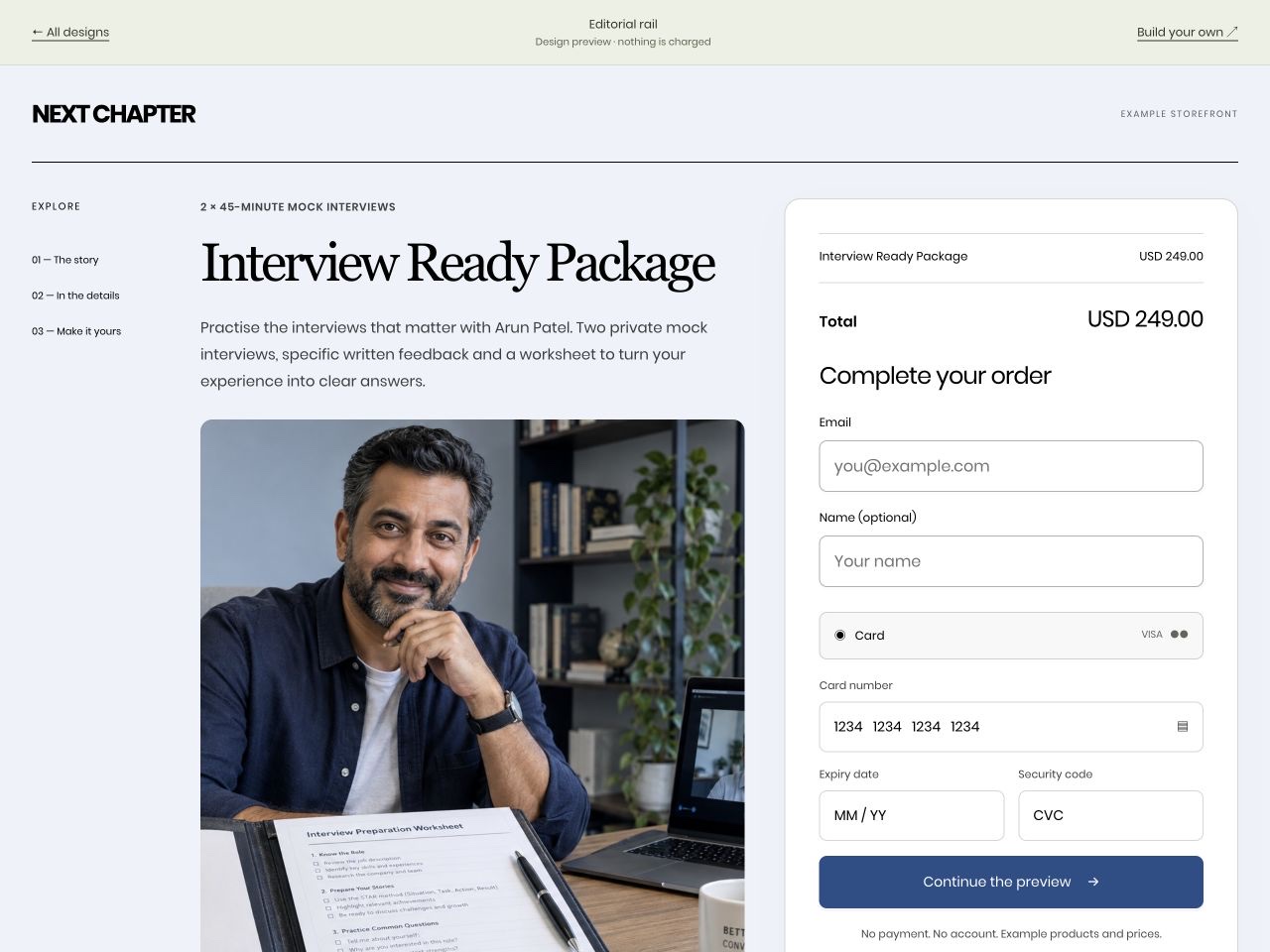Interview Ready Package checkout by NEXT CHAPTER, US$249